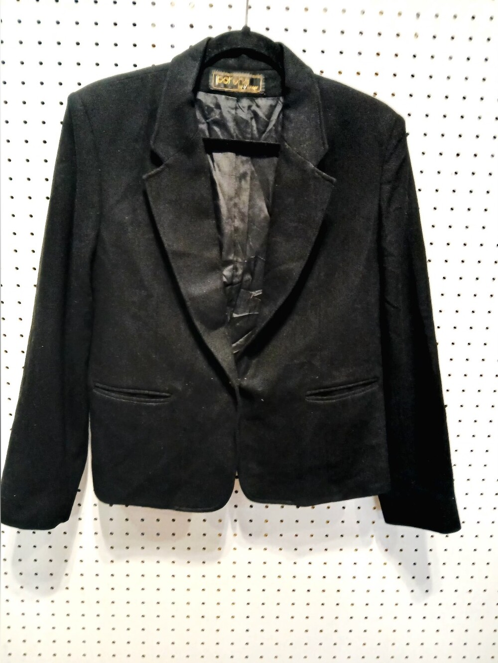 Vintage Porsha By Winer Black Wool Single-Button Blazer Jacket